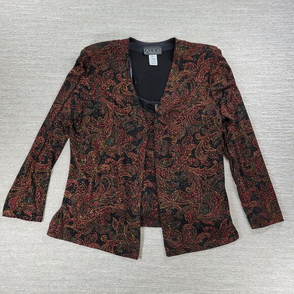 Vtg Alex Evenings Tank Jacket Set XL Paisley Slinky Glitter Mother Of The Bride - Picture 1 of 16